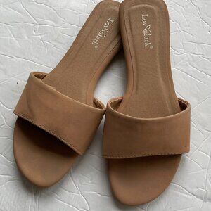 Slip-On Slide Open Toe Sandal Single Band Flat Love Mark womens Size 7